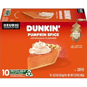 Dunkin' Pumpkin Spice Flavored Coffee, 10 Keurig K-Cup Pods 
